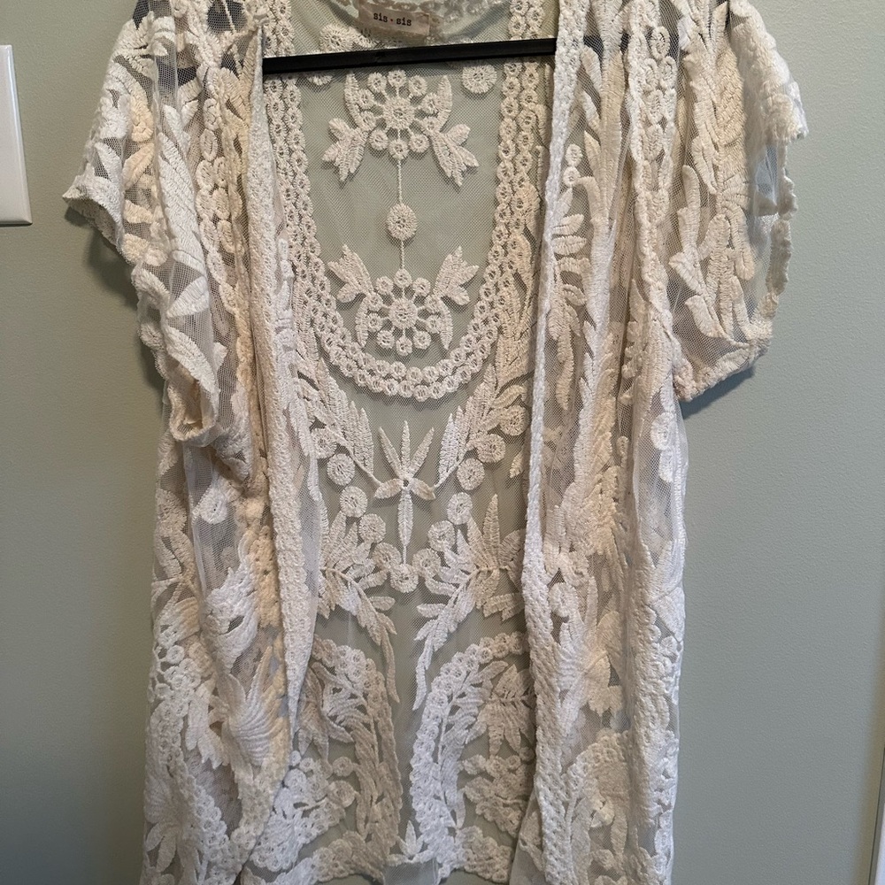 Elegant Lace Open-Front Cardigan